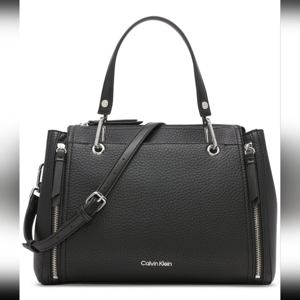 NWT-Calvin KleinGarnet Triple CompartmentTop Zipper Satchel-Black-NWT
